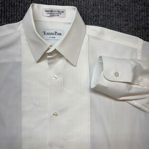 Tuxedo Park Tuxedo Shirt Mens M 34/35 White Wing Tip Pleated Formal Dress